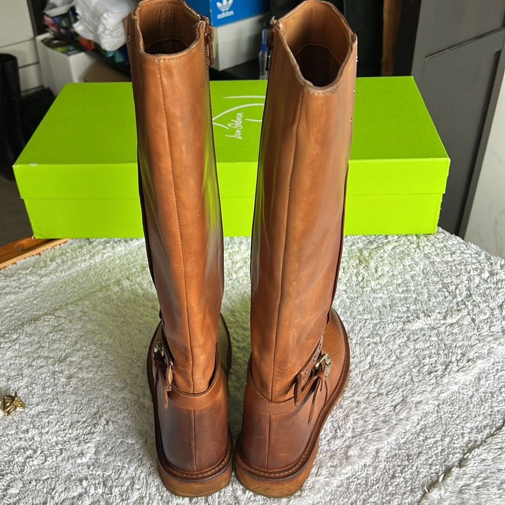 Vintage Foundry Co Reign Tall Btown Leather Riding Boots Studs 6.5 - Picture 2 of 14